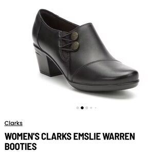 Clarks Emslie Warren Black Leather Ankle Booties Boots Sz 8 Wide
